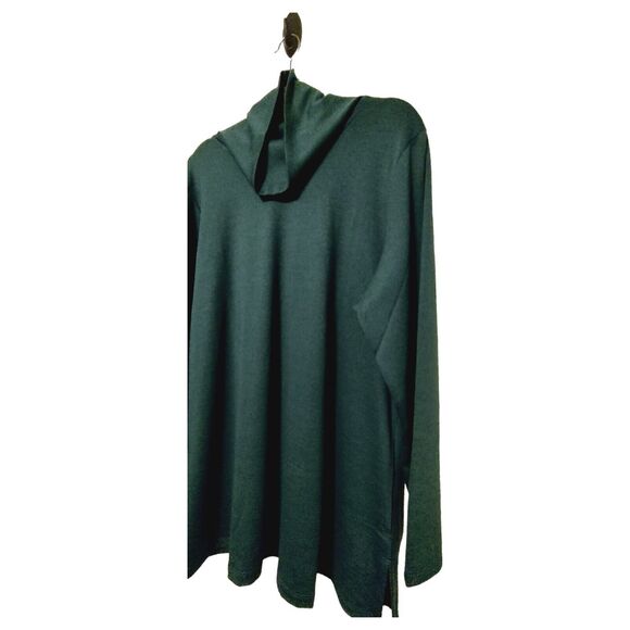 NEW XL Denim & Co. Essentials Dark Teal Green Blue Lightweight Cowl Neck Sweater - Picture 2 of 7